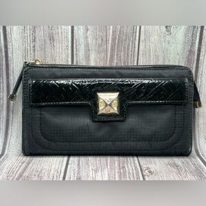 L.A.M.B VTG Y2K Gwen Stefani Black Zip Wallet Patent Leather & Fabric RARE